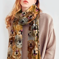 you will have a bunch of golden retrievers 3d printed imitation cashmere scarf autumn and winter thickening warm shawl scarf