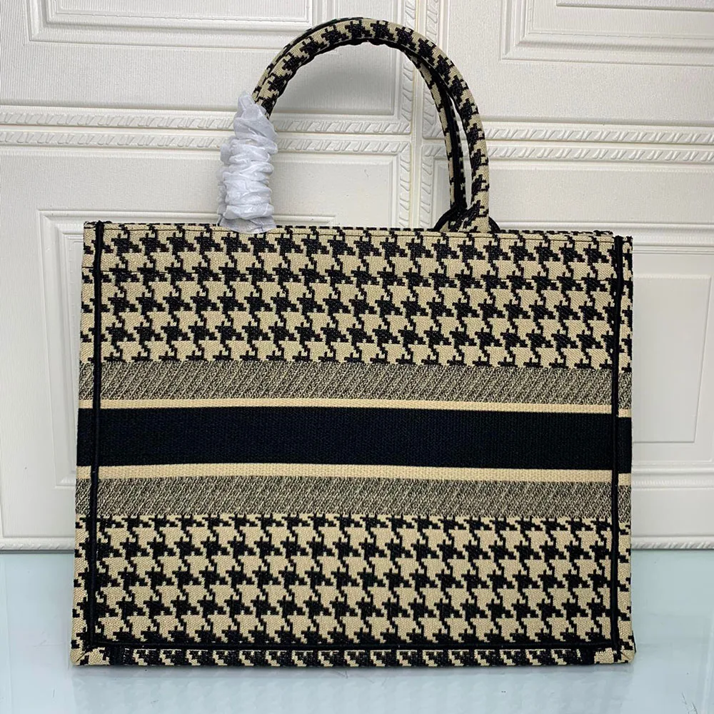 Роскошная брендовая сумка для покупок с вышивкой гусиные лапки жаккардовая