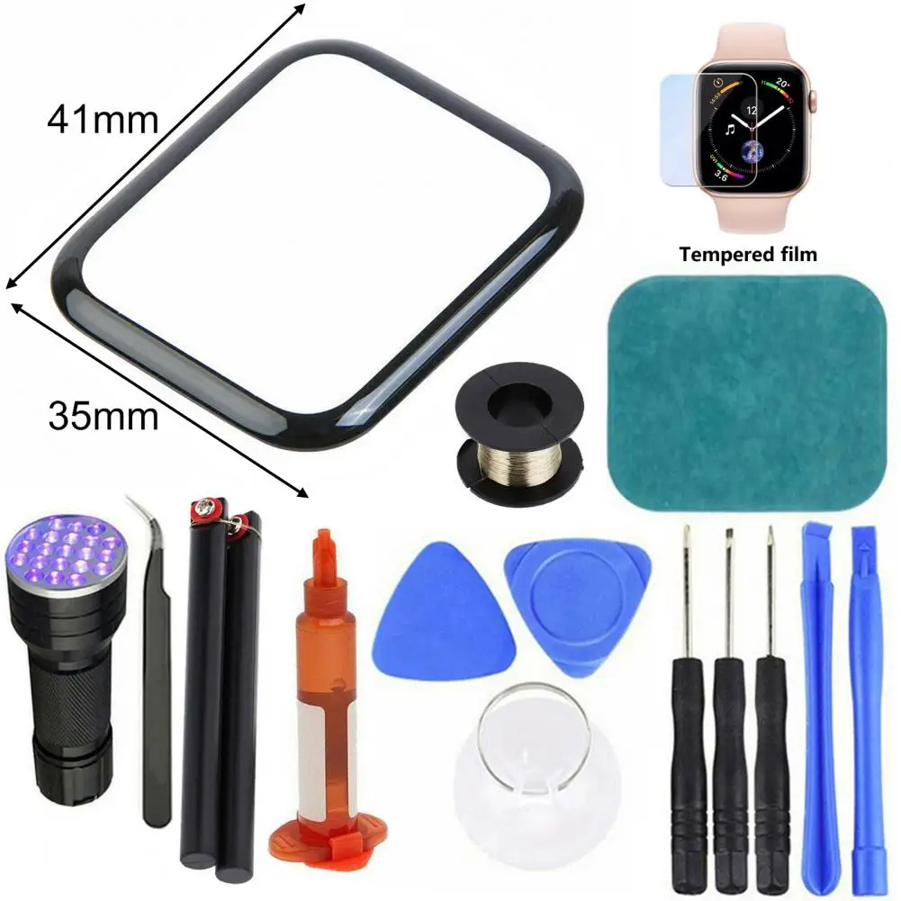screen repair kit for apple watch series 23456 38mm 42mm 40mm 44mm front uv glue screen repair kit glass replacement kit free global shipping