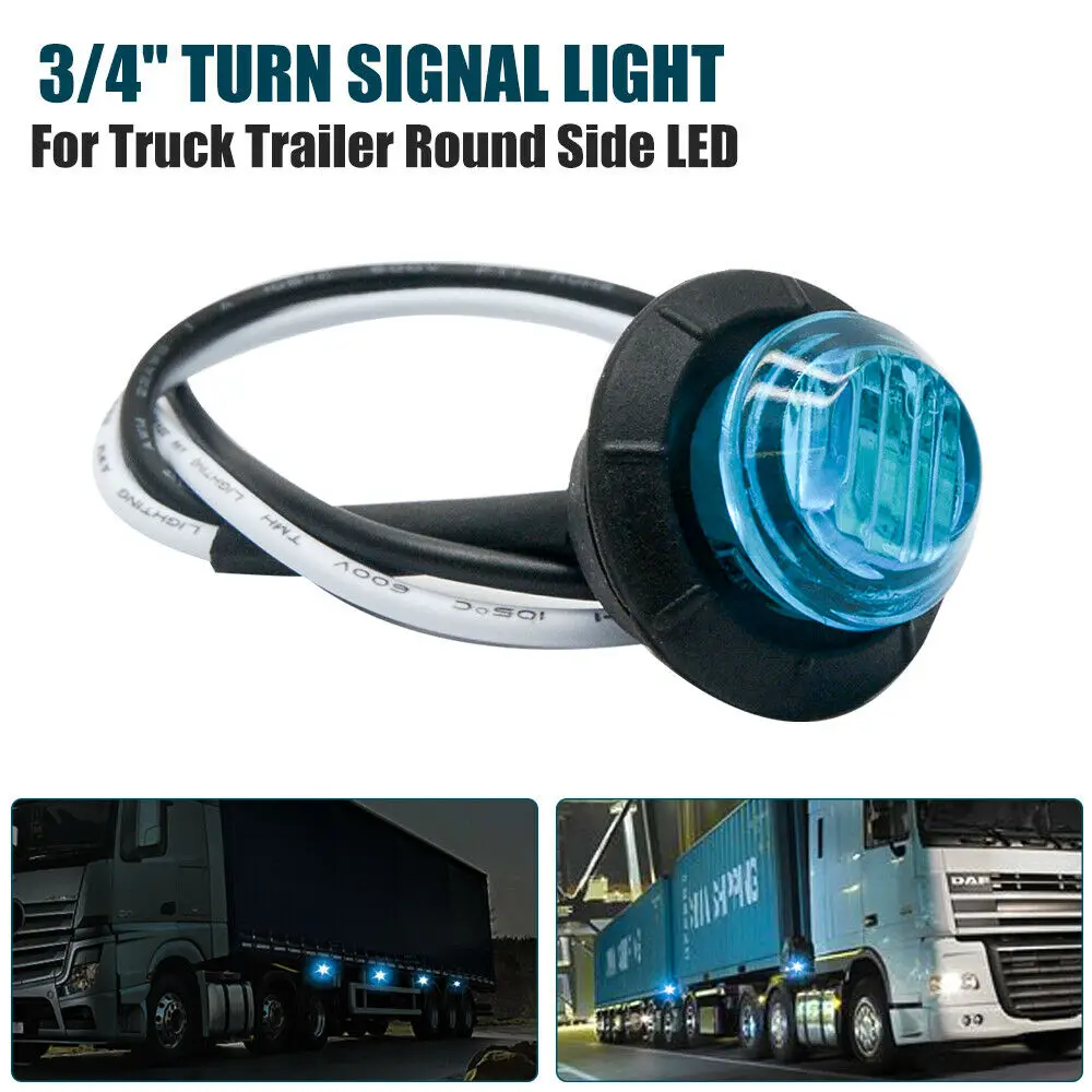 

2Pcs 12V 3/4" Truck Side Marker Light Round Green Trailer Clearance Lamp Bus LED Turn Signal Lamp For Caravan RV Camper Lorry