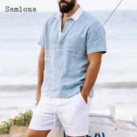 solid fashion tops short sleeved blouse sexy men clothing summer casual patchwork shirts mens pullovers lightweight beachwear