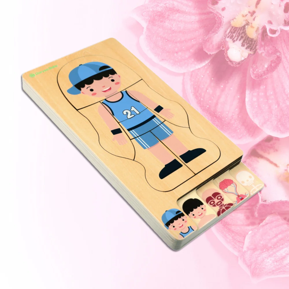 

1pc Body Constitution Puzzle Wooden Multilayer Educational Puzzle Boy Pattern