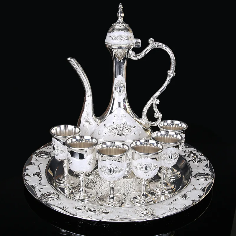 Винный набор: декантер для вина, фляга в стиле тыквы, кружка для домашнего бара, набор металлических бутылок для напитков, белый.