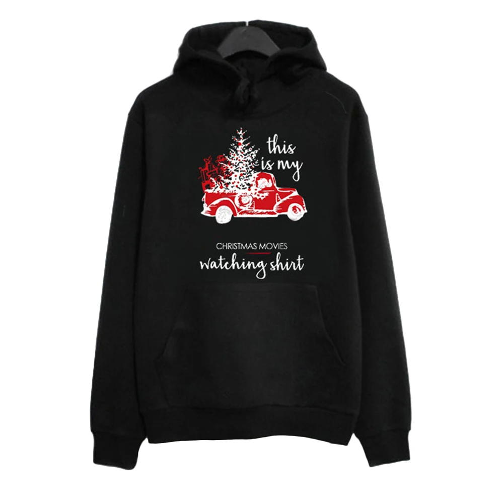 2019 Winter Women Christmas Festival Costume Hoodies With Big Pocket Long Sleeve Printed Warm Sweatshirts Plus Size | Женская одежда