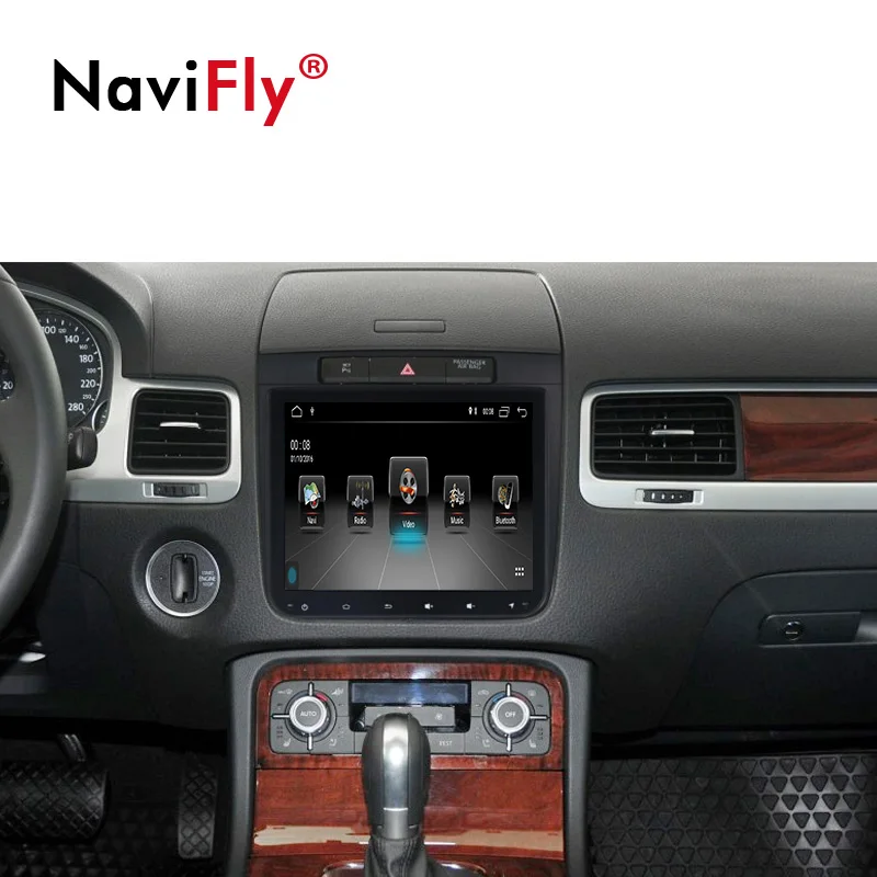 NaviFly Android 9,1 автомобильный мультимедийный плеер для Volkswagen Touareg 2012- Стерео Радио DVD gps навигация четырехъядерный HD 1024*600