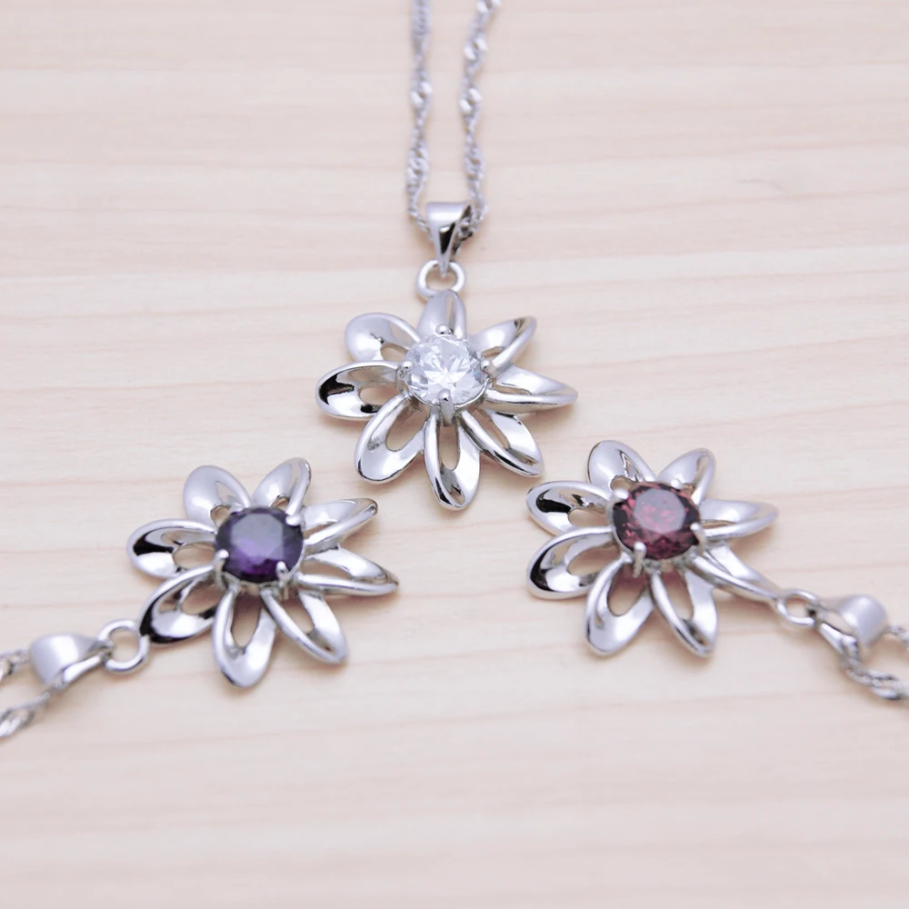 Простой милый цветок циркон кулон ожерелье Кристалл корейская мода темперамент