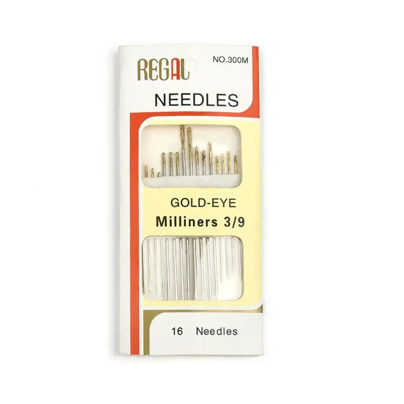 

16pcs/Bag Tail Gold Plated Hand Sewing Needles Large Eye Thick Sewing up Needle Embroidery Mending Quilt Hand Sewing Combination