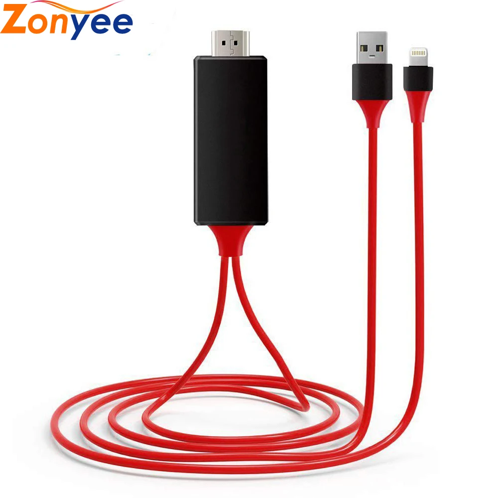 1080P цифровой AV HDMI адаптер Соединительный шнур для iPhone совместим с Lightning к Кабель