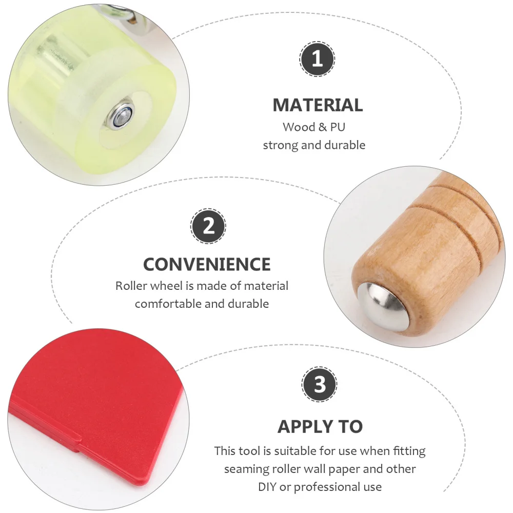 

2pcs Wallpaper Construction Tools Seam Flat Roller Wheel Bearing Home Wallpaper Wallpaper Wooden Pressure Wheel (1 Roller and 1