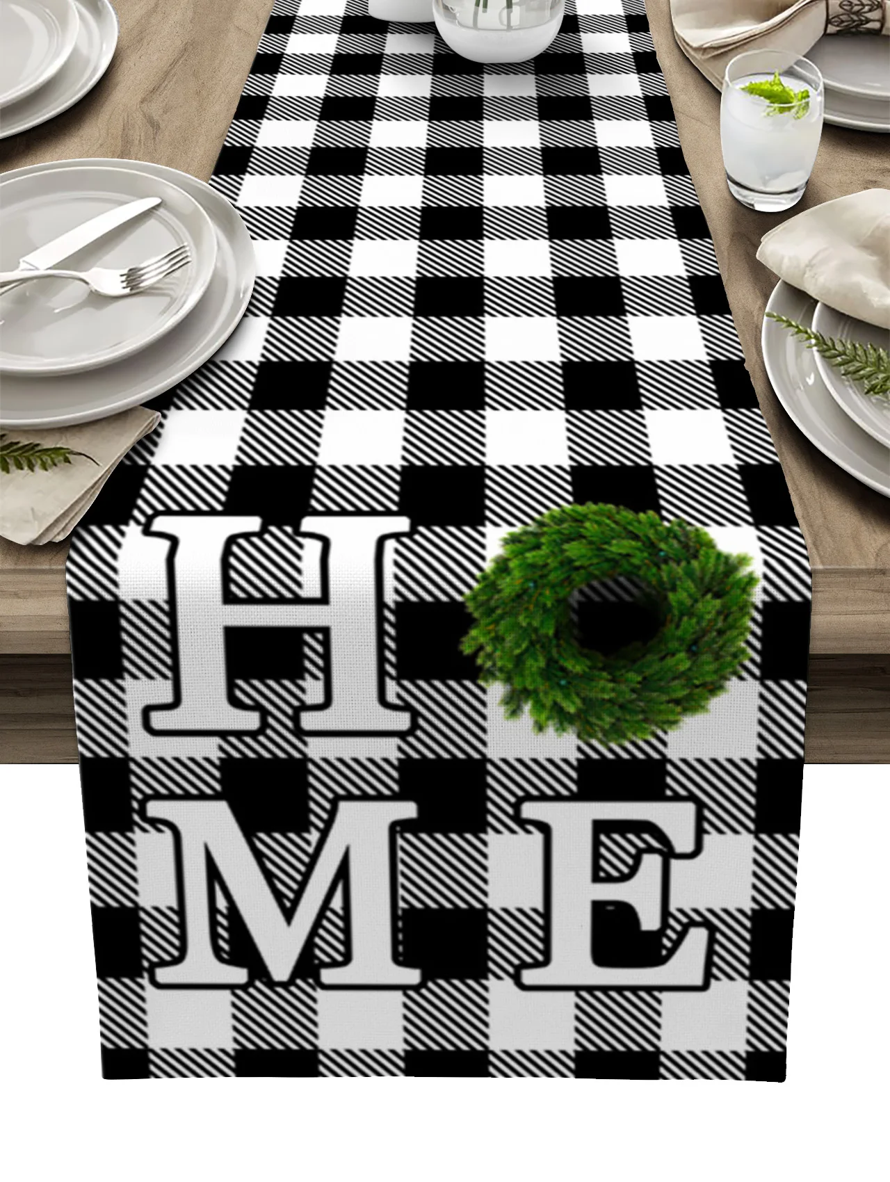 

Решетчатый узор домашние буквы венок настольная дорожка свадебный стол декор для отеля домашний обеденный стол Декоративная скатерть и са...