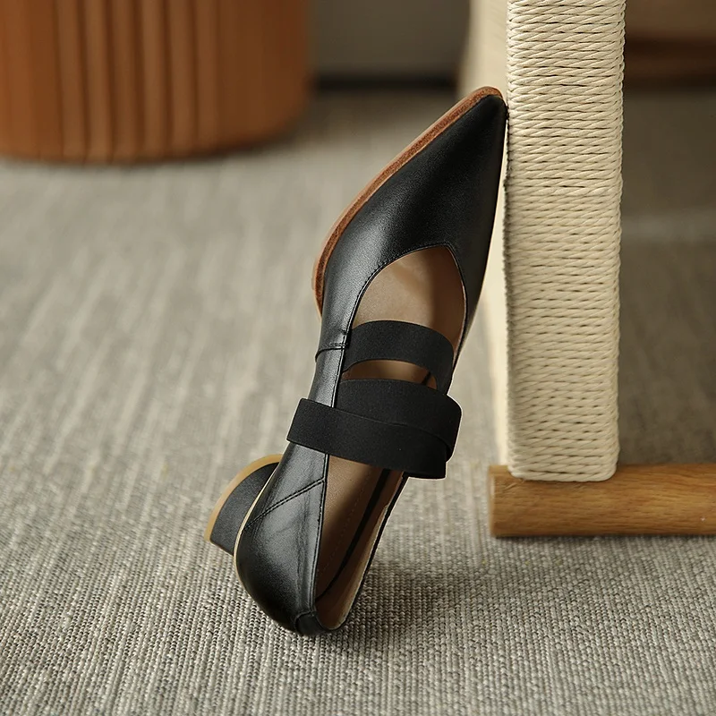 

2021 Fashion Women Pumps Genuine Leather Med Heels Pointed Toe Lady Female Dress Party Casual Bridal Shoes Woman Plus Size 34-40