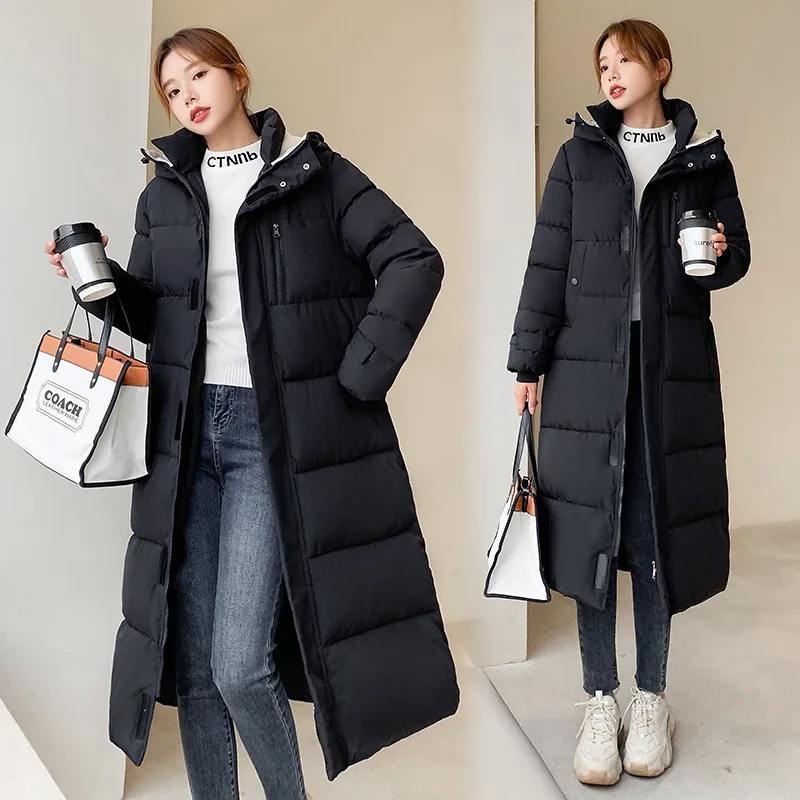CGC 2021 Long Coat Women Winter Jacket Keep Warm Hooded Parkas Female Cotton Padded Thicken Outwear Fashion Women Down Parka