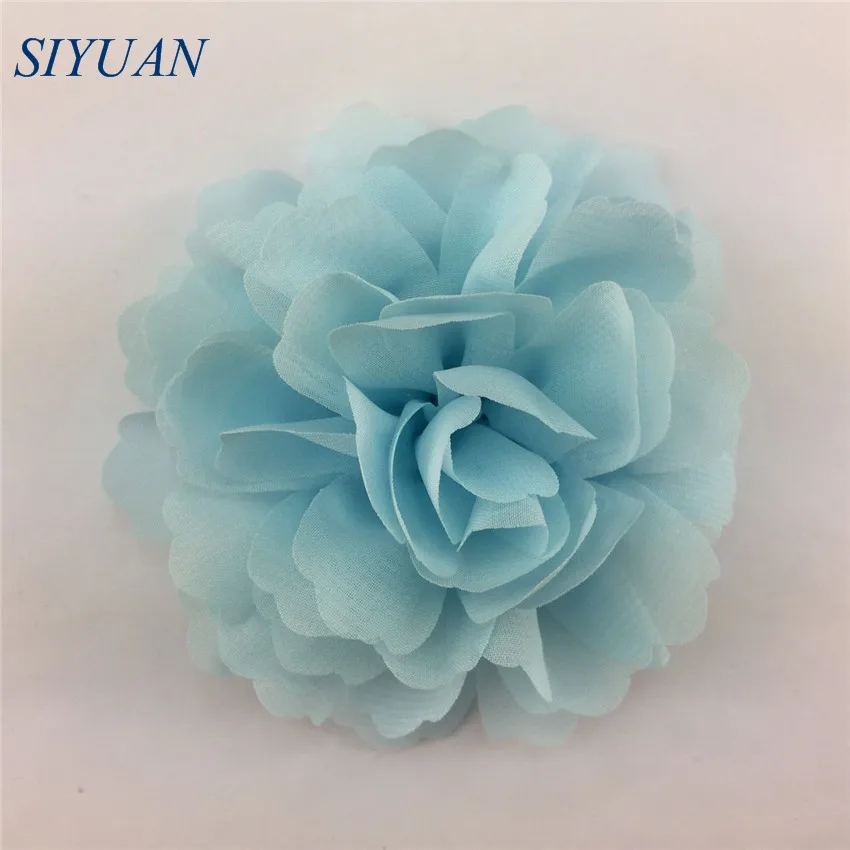 lt blue 10 шт./лот 10 см волнистые одежда из шифона с цветами; с заколка для волос для девочек большой повязка с цветами аксессуары 30 Цвета TH245 - Цвет: lt blue