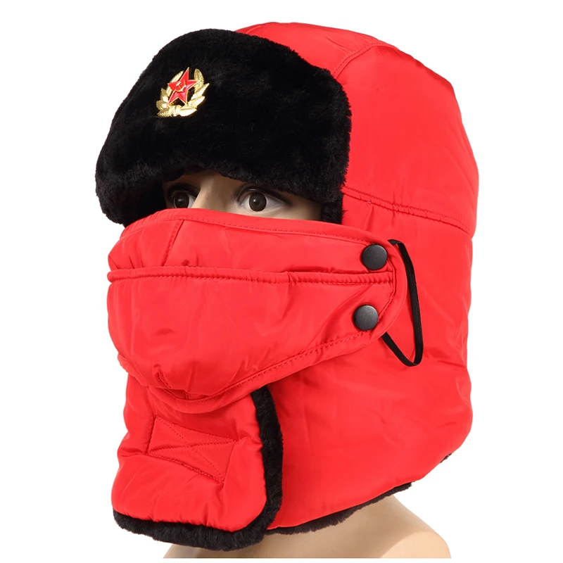 Шапка-бомбер для русской Советской Армии, шапка-ушанка, зимняя шапка-ушанка для мужчин и женщин, утепленная Балаклава, плюшевая шапка-ушанка, теплая Военная Лыжная шапка