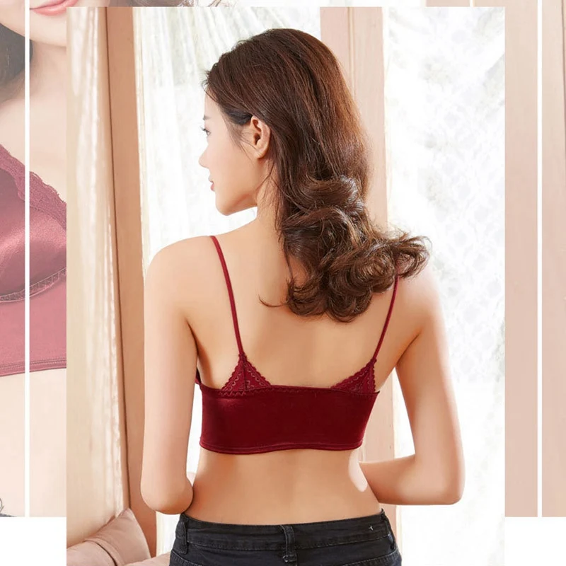 Women Bra Sexy Elegant Satin Lingerie Bralette Wire Free Tube Top Sleep Bottom Wrapped Chest Lace Stitching Underwearr | Женская одежда