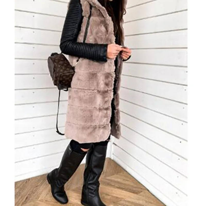 

Fashion Faux Fur Vest Coat Women Casual Street Wear Fox Fur Jacket Waistcoat 2021 Plus Size 3XL Sleeveless Teddy Coat