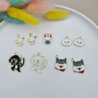 10pcs cartoon cats dogs enamel charms animals husky alloy pendants craft diy jewelry earrings necklace accessory phone dangle