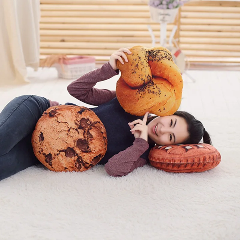 Плюшевая подушка с имитацией пиццы печенья гамбургеров мягкая мультяшная для
