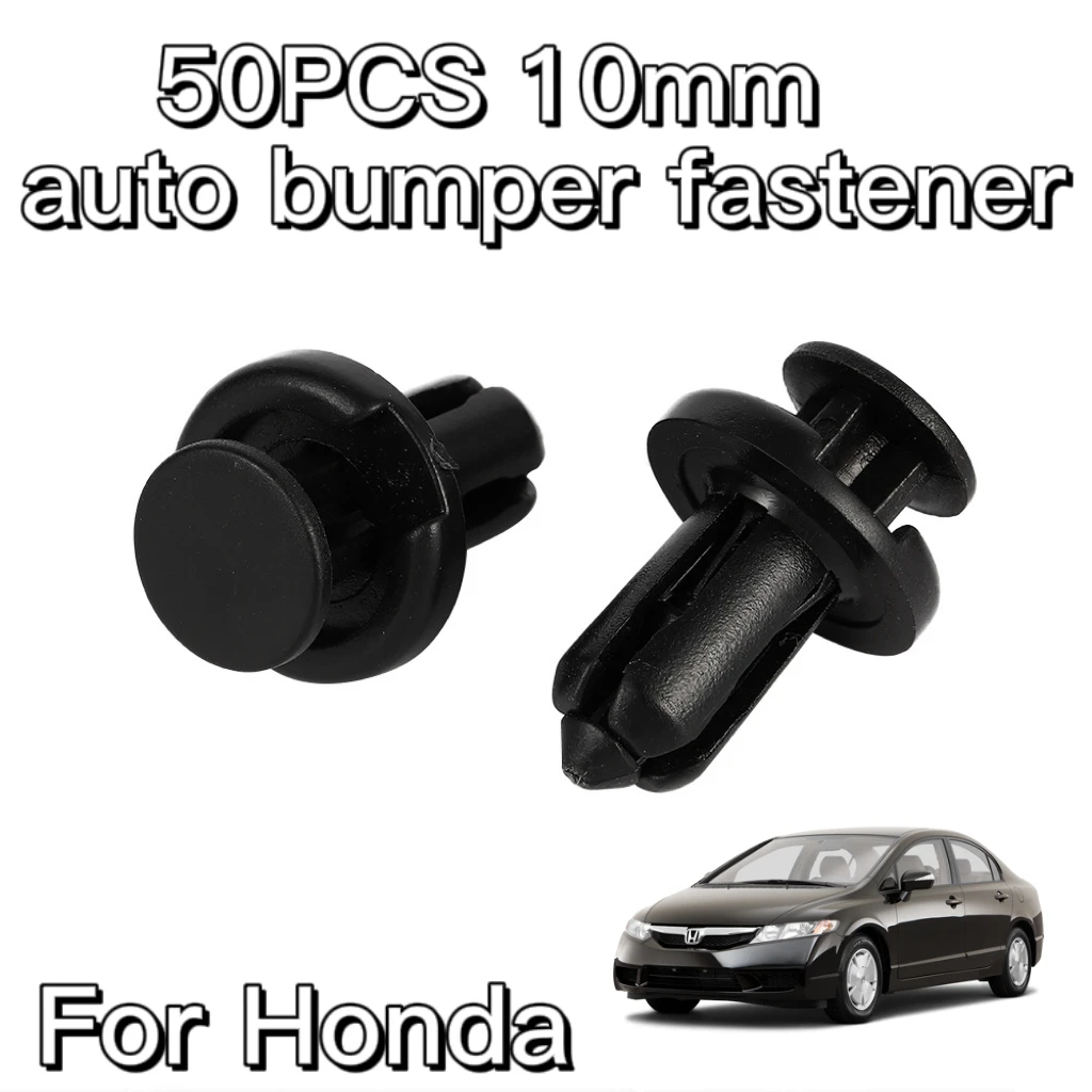 

10mm 50PCS Auto Bumper Fastener Clips Black Plastic Hole Car Fender Rivet Retainer Universal Styling for Honda
