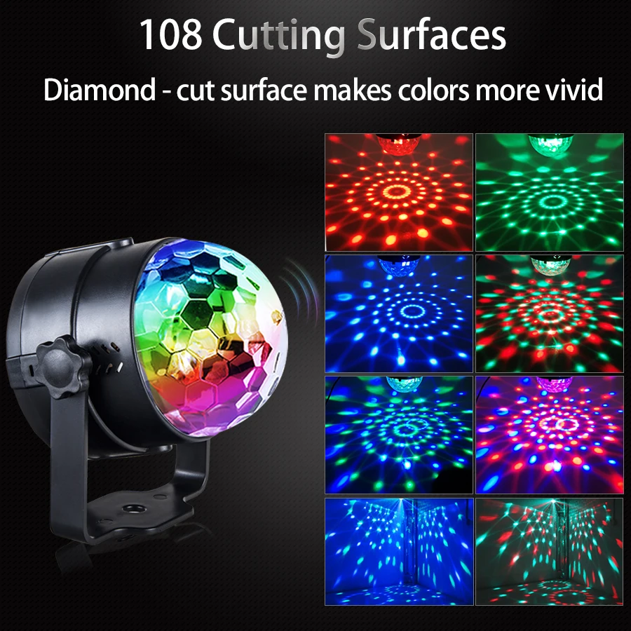 Звуковая активация RGB светодиодный сценический светильник дискотечный шар
