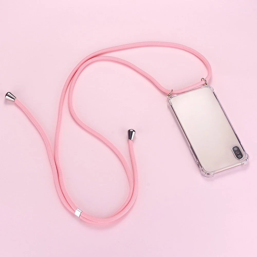 

Luxury Lanyard Silicone Shell, Suitable For iPhone 12 11 Pro Max SE XSmax XR XS X 8 7 6 Plus Transparent Protective Case