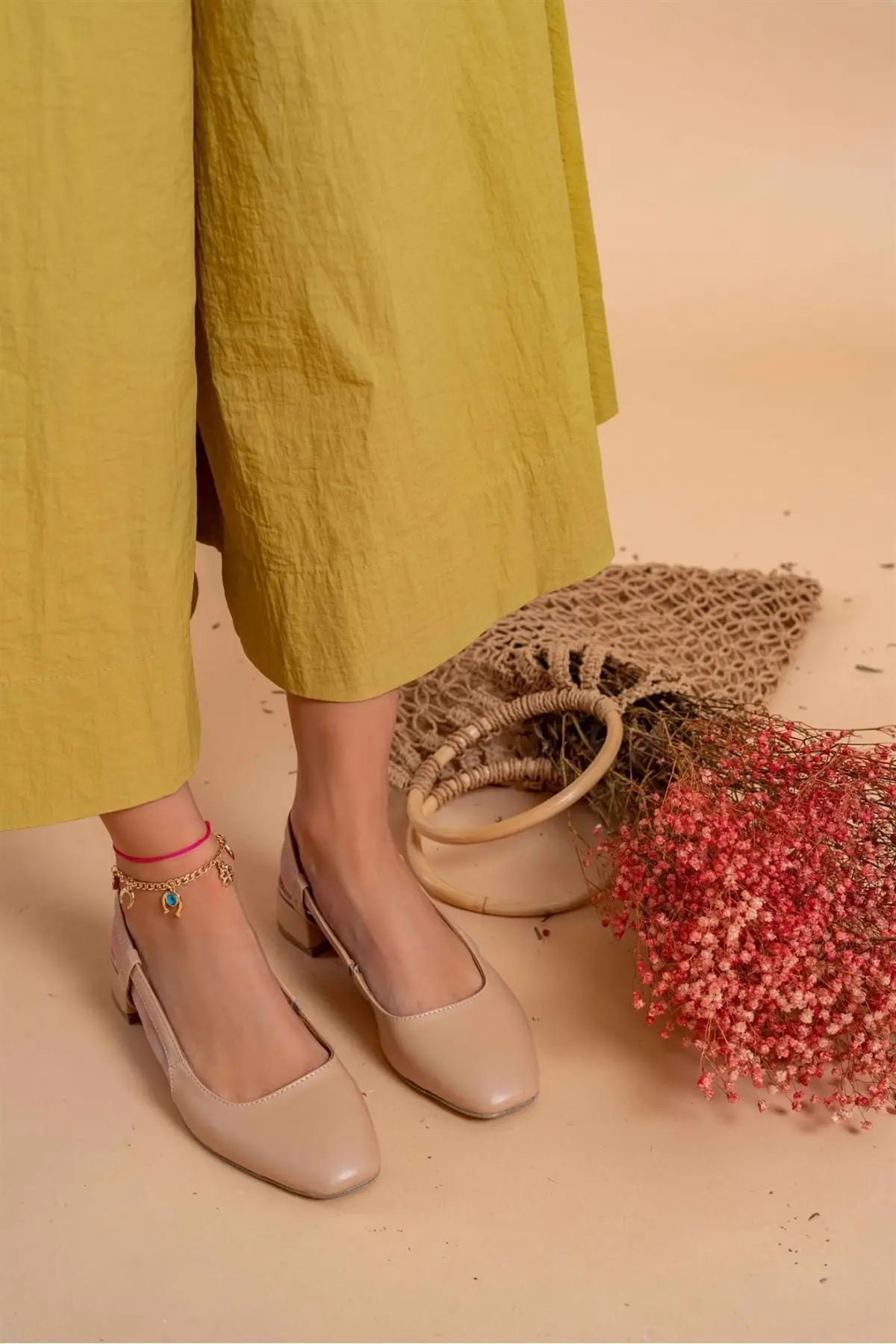 

SarEn Women Beige Leather Low Heel Ballerina