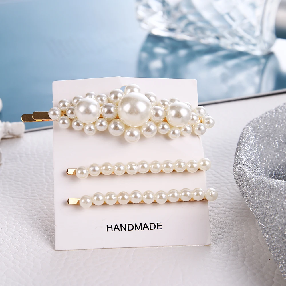 

Trendy Pearl Hair Clips Set For Girls Women Geometric Hair Barrette Hair Accessories Shell Hairpins Set Female Wedding Jewelry