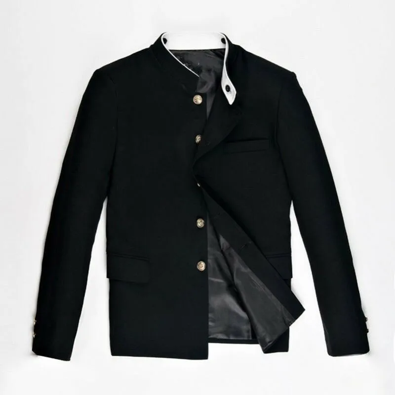 

Single Breasted Stand Collar Mens Blazer Japanese Uniform School Long Sleeve Single Breasted Solid Color Fashion Spring Autumn