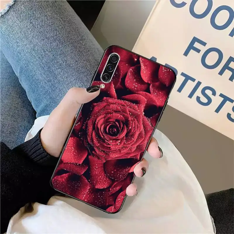 

Red rose flower pattern Phone Case For Samsung galaxy A S note 10 7 8 9 20 30 31 40 50 51 70 71 21 s ultra plus