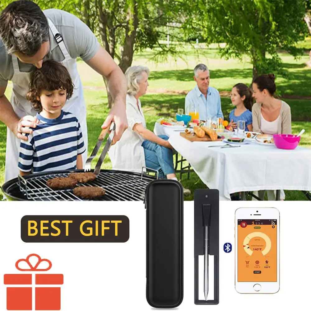 

for Oven Grill BBQ Smoker Rotisserie Kitchen Gift Upgraded Meat Thermometer Wireless Digital Bluetooth Barbecue Accessories