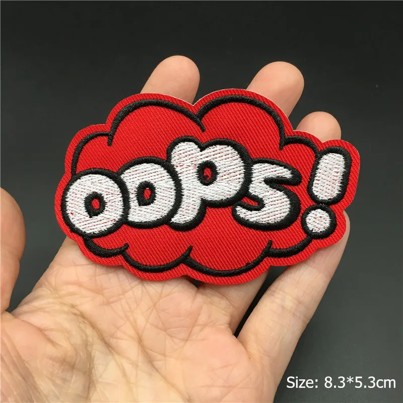 OOPS! Kleidung Aufkleber Größe: 8,3x5,3 cm Stickerei Patch Eisen auf Streifen für Kleidung DIY Abzeichen Nähen Applique Dekoration – Detail 2