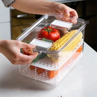 creative draining vegetable and fruit storage tray separated food refrigerator fresh keeping box with lid kitchen household item