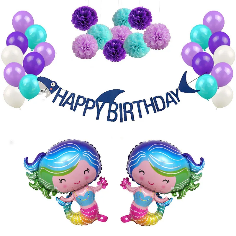 Флаг акулы С Днем Рождения овсянка морская тема детский день рождения украшения