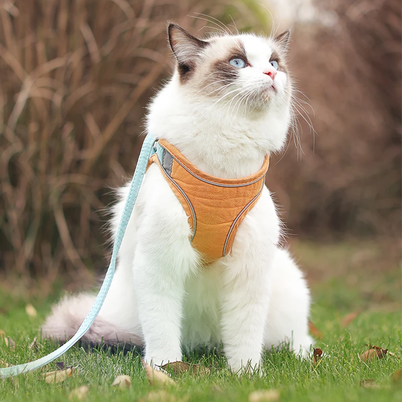 Dog Cat Harness Vest With Walking Lead Leash Adjustable
