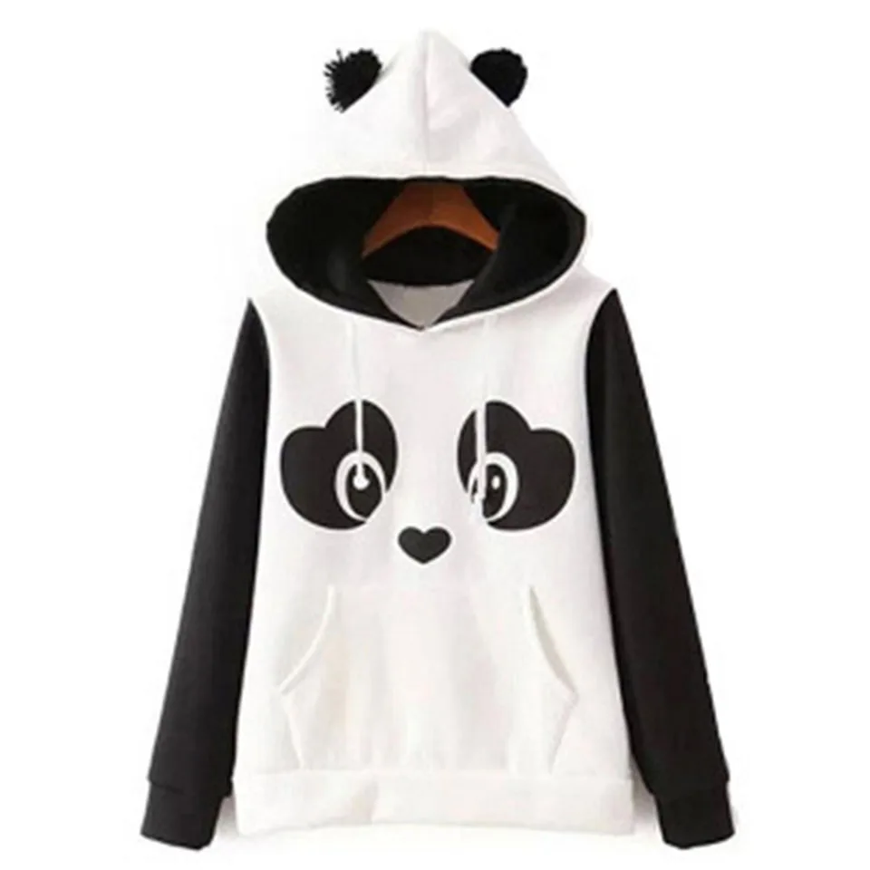 

2021 Толстовка Женская толстовка с пандами с соблазнительными кошачьими ушками, с капюшоном и принтом в виде пуловер Kawaii кенгуру с карманами ...