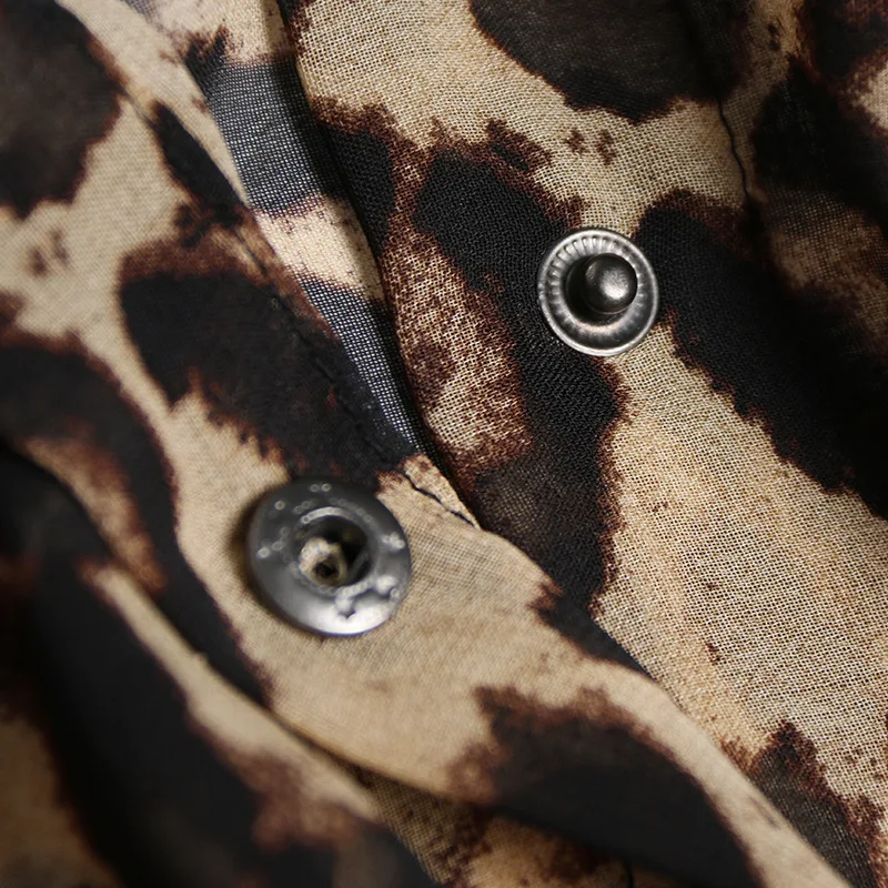 

Women Loose Chiffon Shirt 2020 Spring Summer Large Size Mid-Length Leopard Print Shirt Female Long-Sleeved Hooded Sunscreen