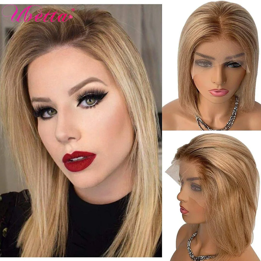 Highlight Wig Human Hair Bob Wigs Straight 13x1 Lace Front Human Hair Wigs Brazilian Remy Colored Short Bob Ombre Human Hair Wig