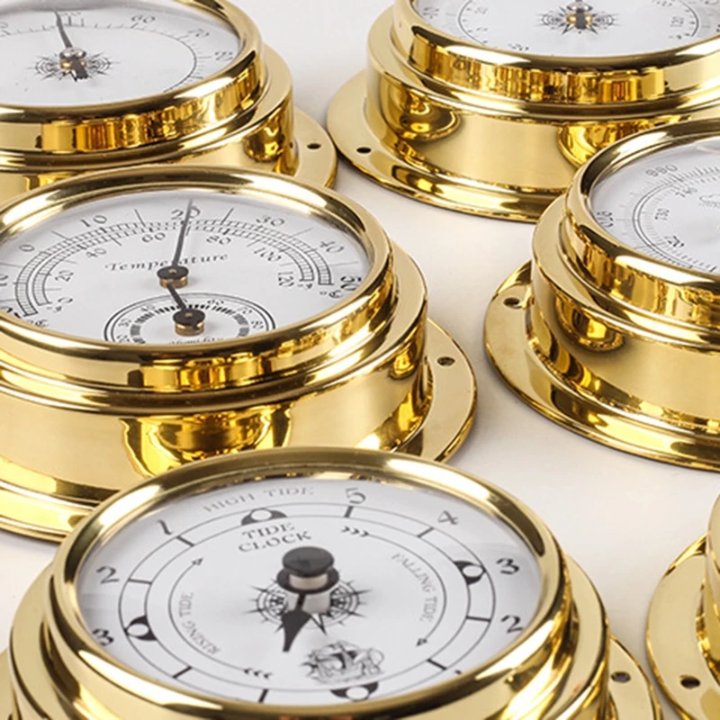 

4pcs Thermometer Hygrometer Barometer Watch Clock Copper Shell Weather Station