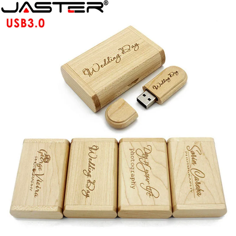 JASTER USB 3 0 Оригинальный Деревянный usb + коробка Флешка 4 ГБ 8 16 32 64 флешка карта памяти