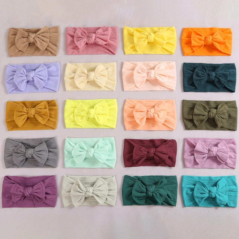 Turbante para beb&eacute; y ni&ntilde;a, diademas con lazo para ni&ntilde;os, accesorios de nudo, bandas el&aacute;sticas para el pelo, diadema hueca para foto de reci&eacute;n nacido-3