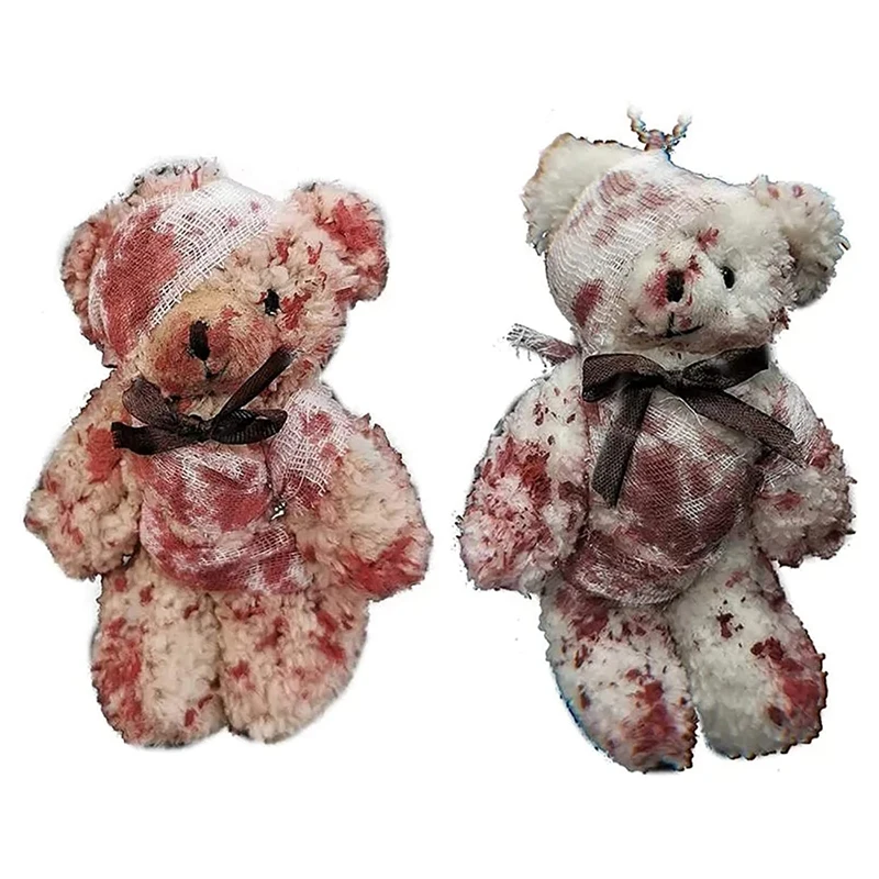 

Bloody Bear Keychain Cool Punk Plush Bear Injured Bear Keychain Doll Keychain Halloween Jewelry Gift