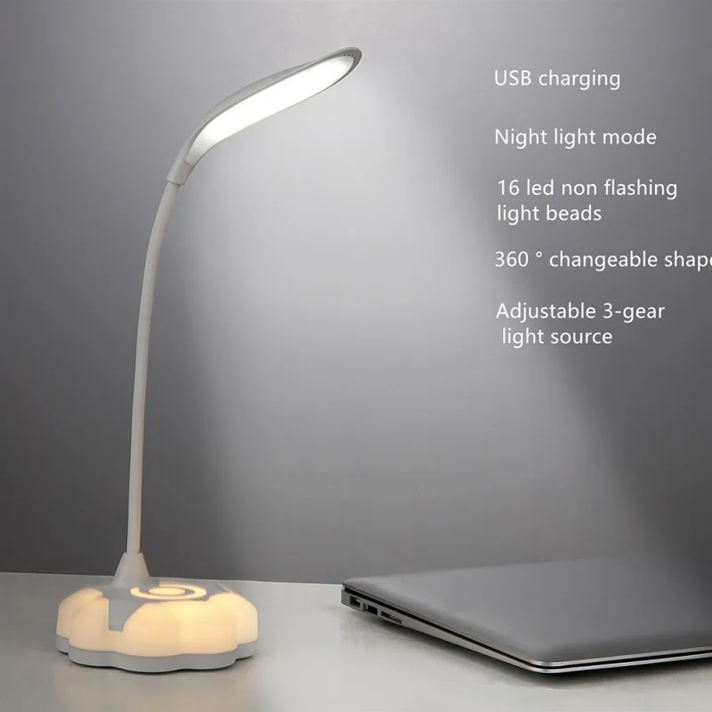 

1 Piece Of LED Night Light Desk Lamp, LED Book Light USB Charging Sensor Desk Lamp, Full-color USB Charging Desk Lamp, 3-level A