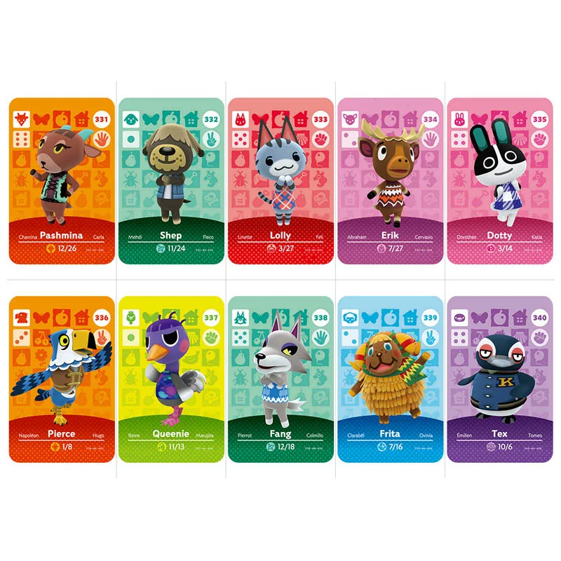 Серия 4 (от 301 до 350) карты для скрещивания животных Amiibo рабочие переключателей NS 3DS