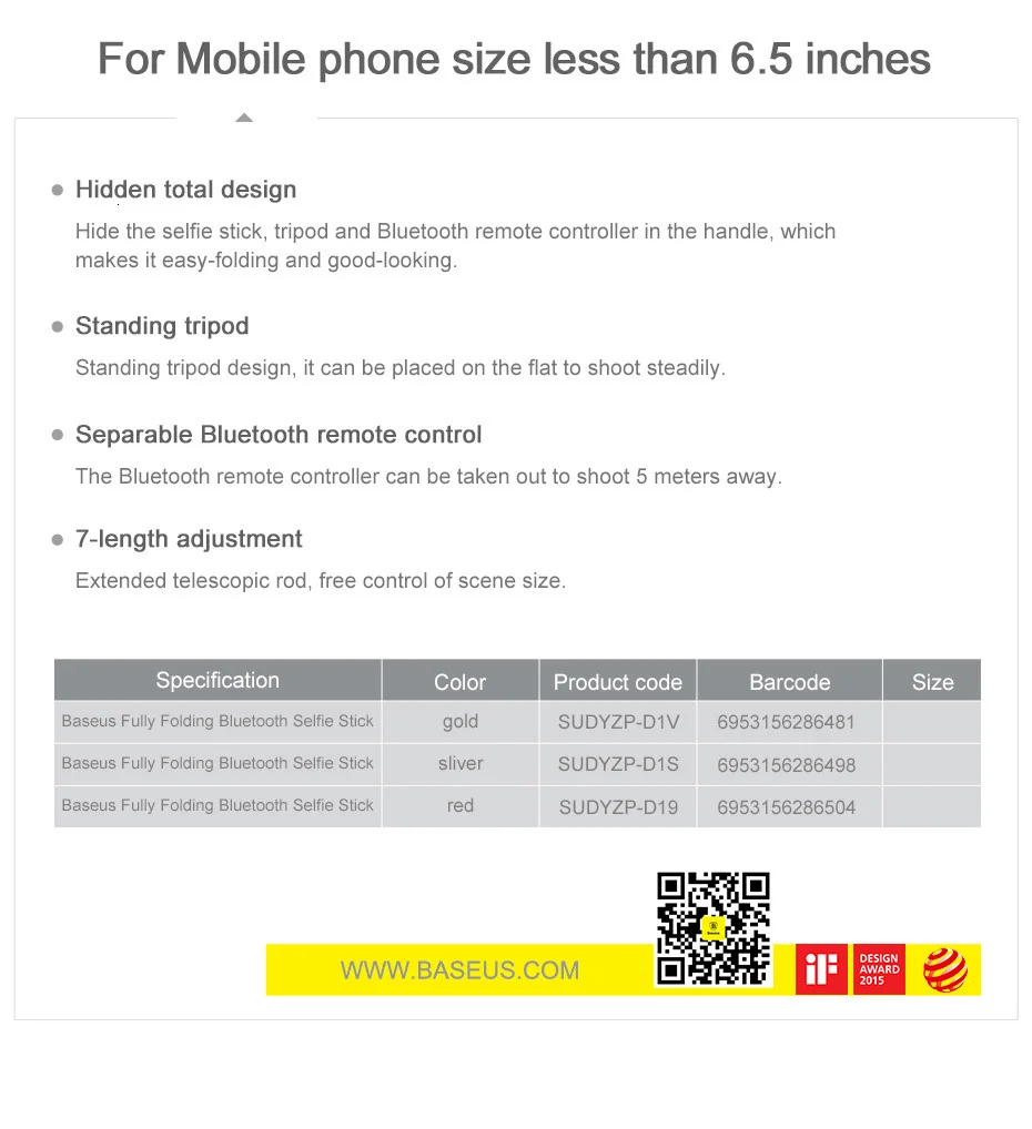 Baseus Bluetooth селфи палка штатив беспроводной селфи палка для iPhone 11 Xiaomi Mi huawei samsung мобильный телефон Selfiestick монопод