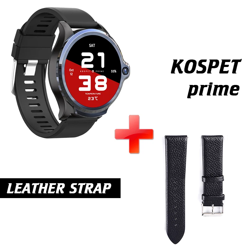 Add Leather Strap KOSPET Prime, 3 ГБ, 32 ГБ, двойная камера, 1260 мА/ч, батарея, 4G, Смарт-часы, 1,6 дюйма, разблокировка лица, gps, спорт, Bluetooth, Android, Смарт-часы для мужчин - Цвет: Add Leather Strap