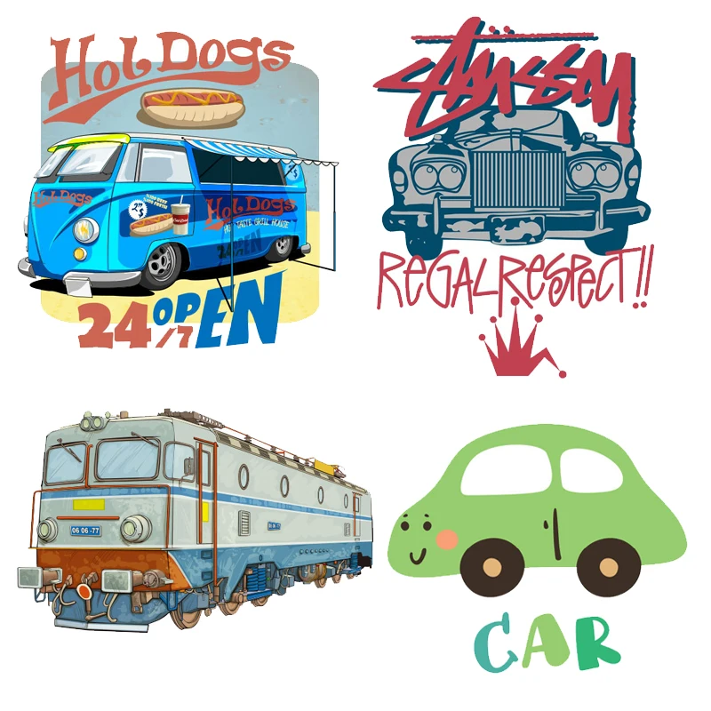 

Нашивки «сделай сам» для одежды, милые виниловые нашивки с надписью «Car Train», аппликация на футболку, модные Стикеры, украшение G