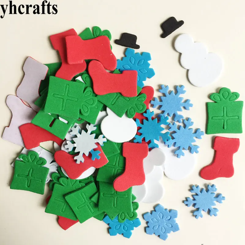40PCS xmas stock 1 упаковка/Партия. Разноцветные блестящая Снежинка, пенопластовые наклейки, рождественские поделки, элементы деятельности, украшение детской комнаты, декоративная Рождественская игрушка "сделай сам" - Цвет: 40PCS xmas stock