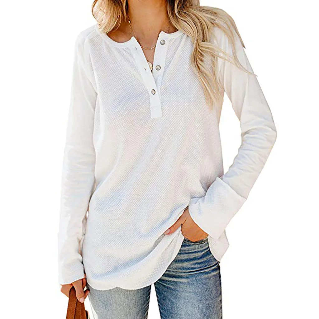 Женские футболки женские с v образным вырезом и длинным рукавом однотонные