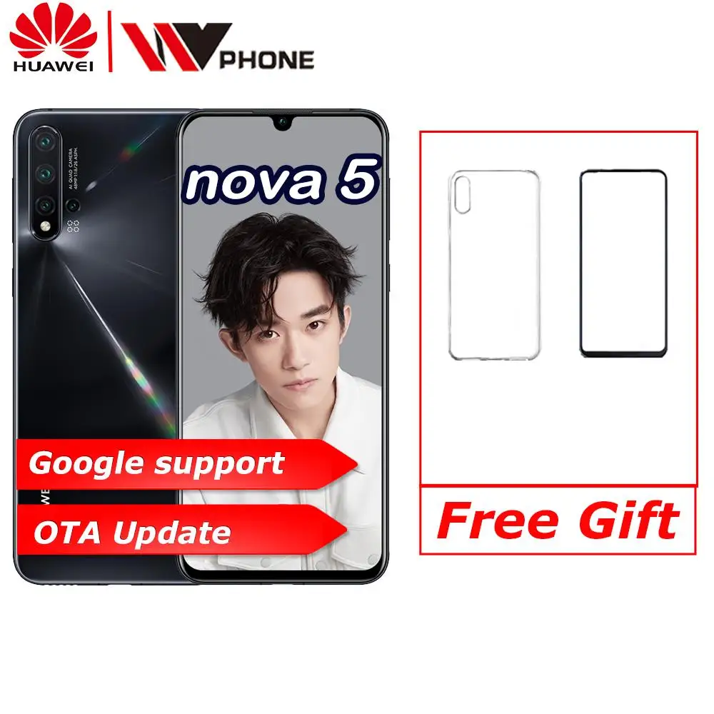 HuaWe Nova 5 мобильный телефон 6 39 дюймов Kirin 810 Android 9 0 2340x1080 Type C 42.0MP|Смартфоны| |