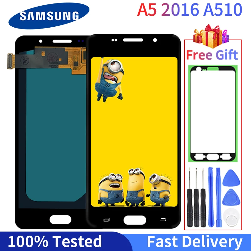 100% Teste ЖК дисплей для Samsung Galaxy A5 2016 A510F A510M A510FD A5100 A510 сенсорный экран дигитайзер в